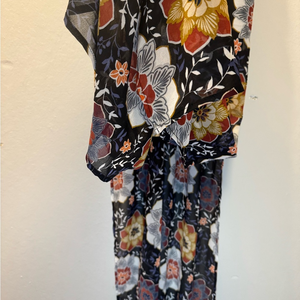 Forever 21 Black Maxi Dress with Red, Gold, Cream Floral Print - Picture 12 of 12